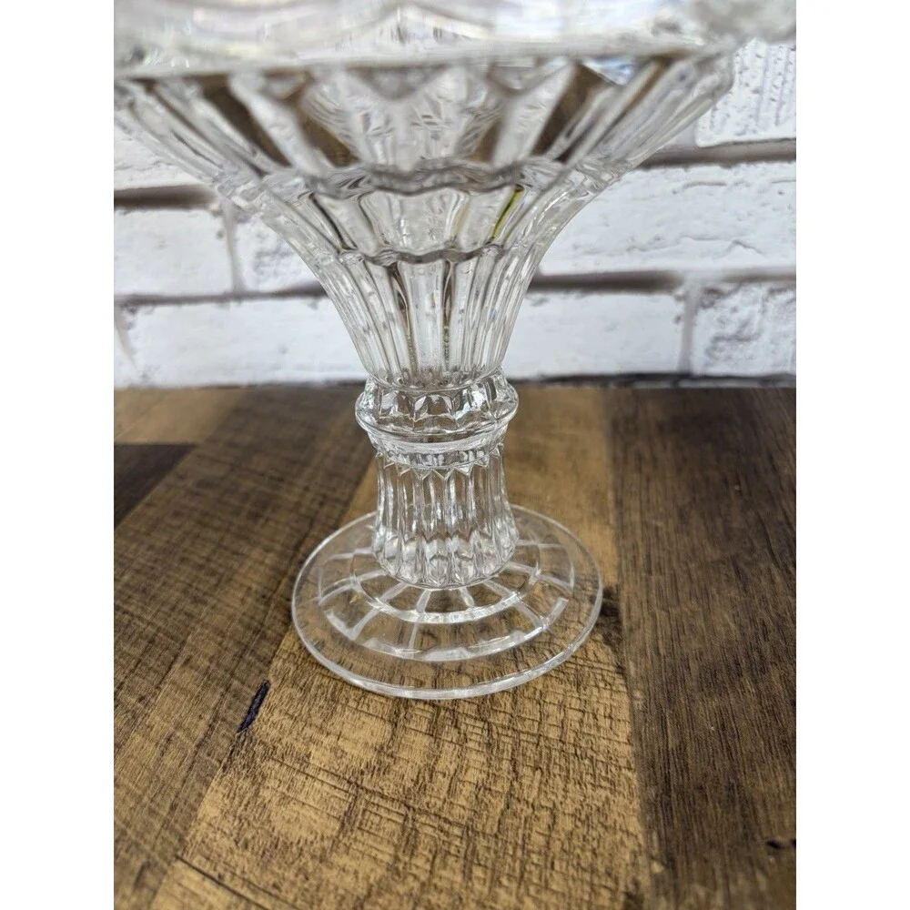 Fifth Avenue Crystal Portico Fairy Lamp Clear Glass Candle Holder 9” Tall